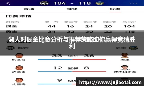 湖人对掘金比赛分析与推荐策略助你赢得竞猜胜利
